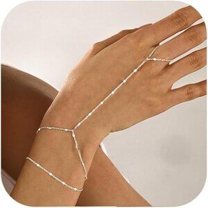 Gold Silver Plated Ring Bracelet - SL-sequin hand chain+bracelet-2 pieces